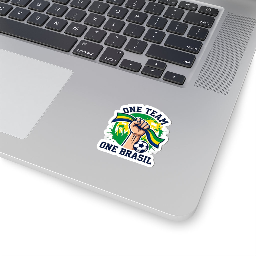One Team One Brasil Sticker | country pride, retro soccer