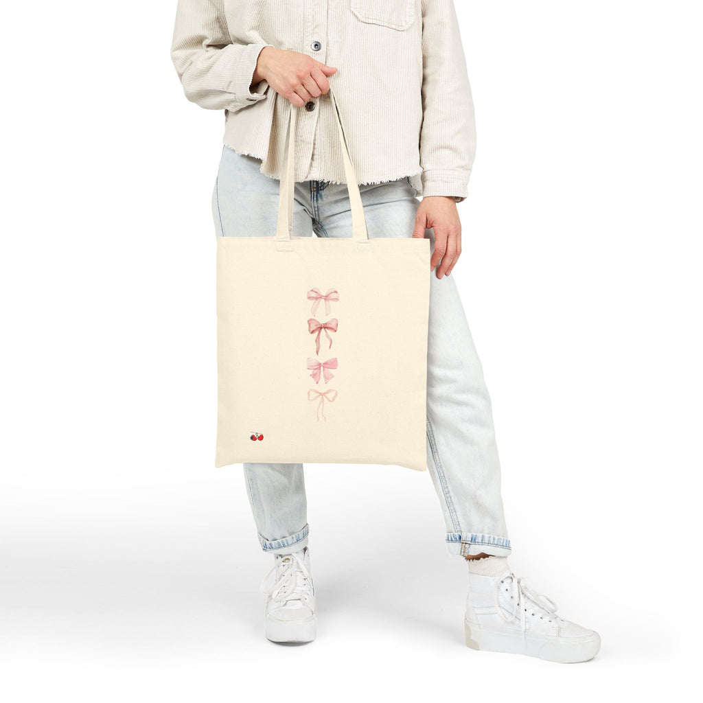 Pink Bow canvas tote Bag