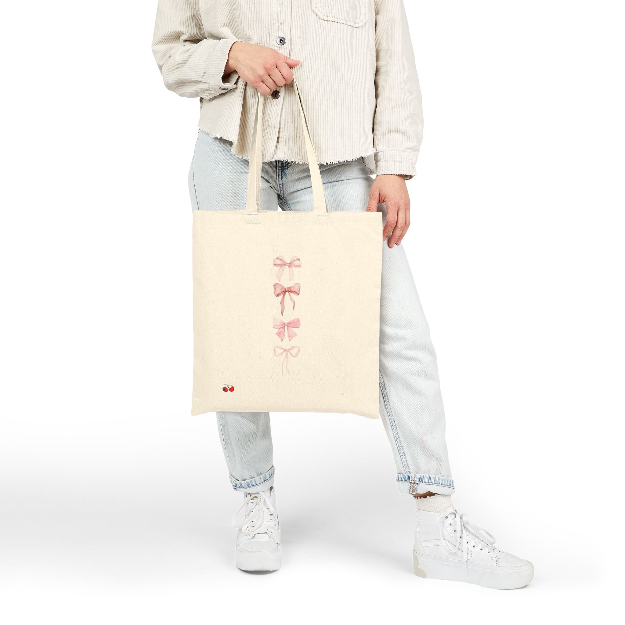 Pink Bow canvas tote Bag