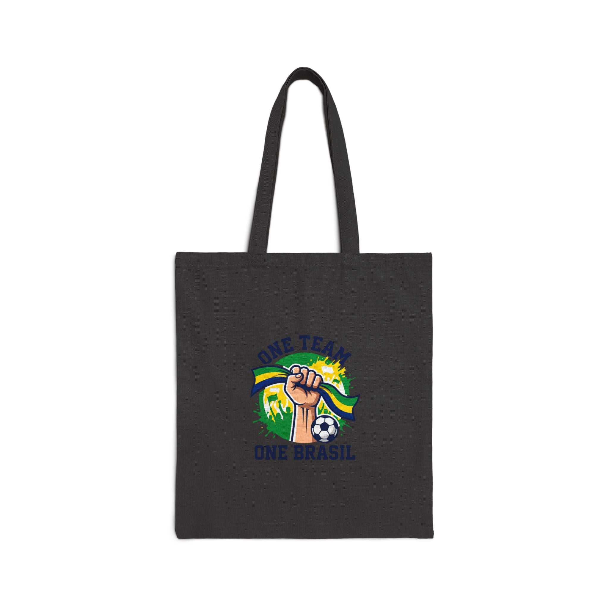 One Team One Brasil Tote, country pride retro soccer, supporters flag-inspired