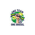 One Team One Brasil Sticker | country pride, retro soccer