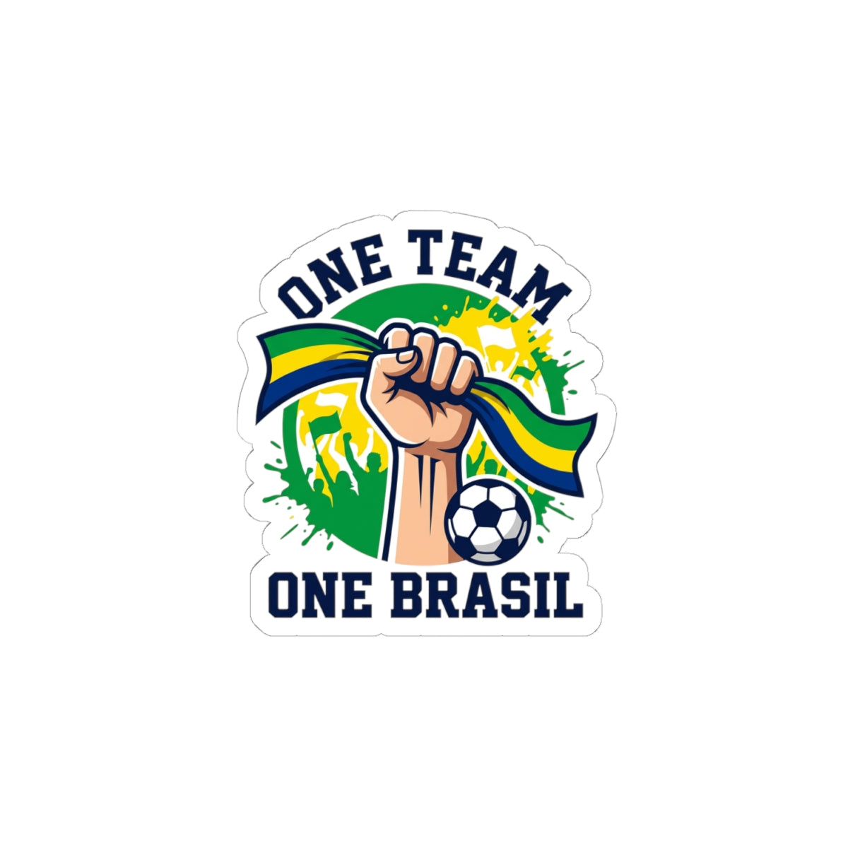 One Team One Brasil Sticker | country pride, retro soccer