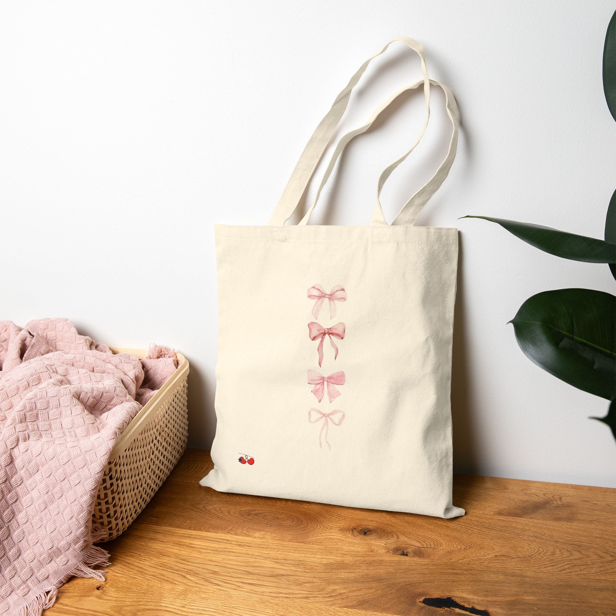 Pink Bow canvas tote Bag