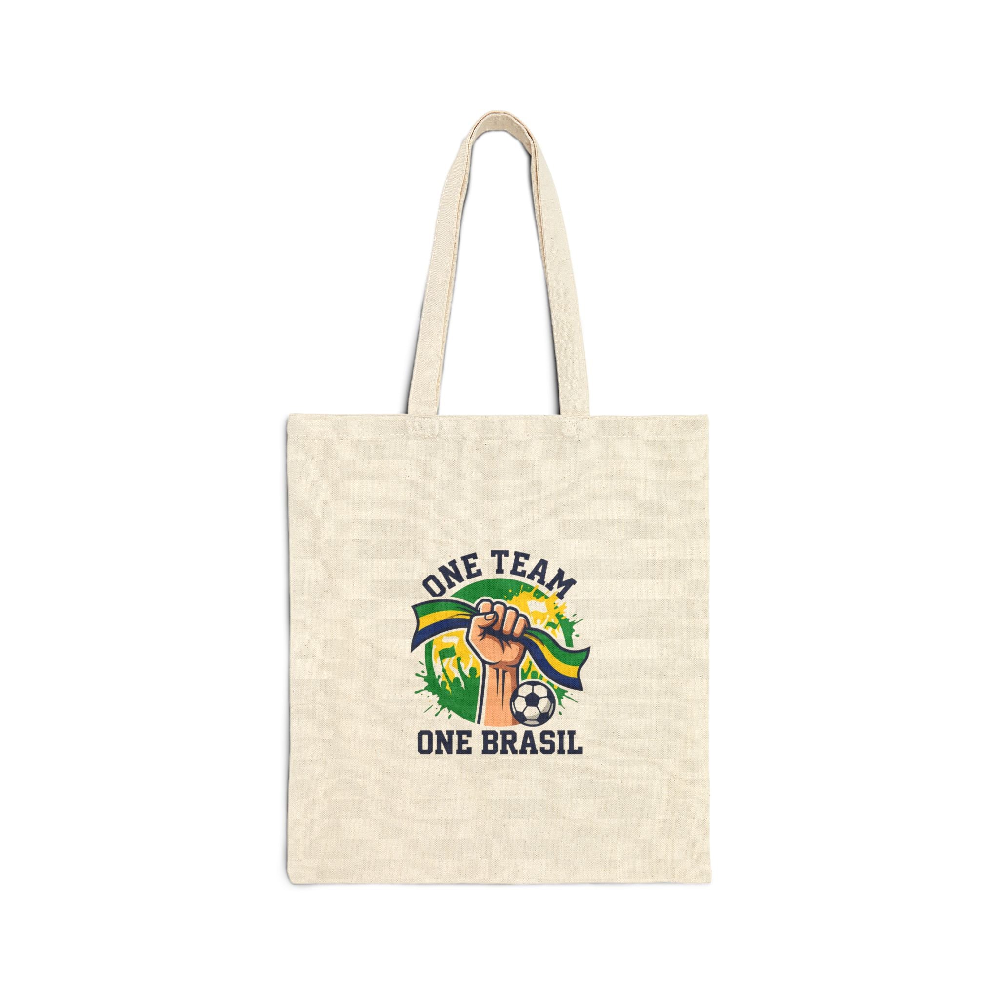 One Team One Brasil Tote, country pride retro soccer, supporters flag-inspired