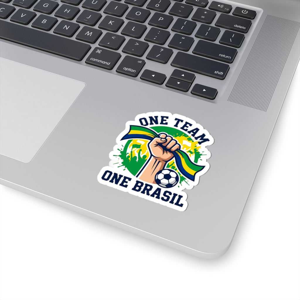 One Team One Brasil Sticker | country pride, retro soccer