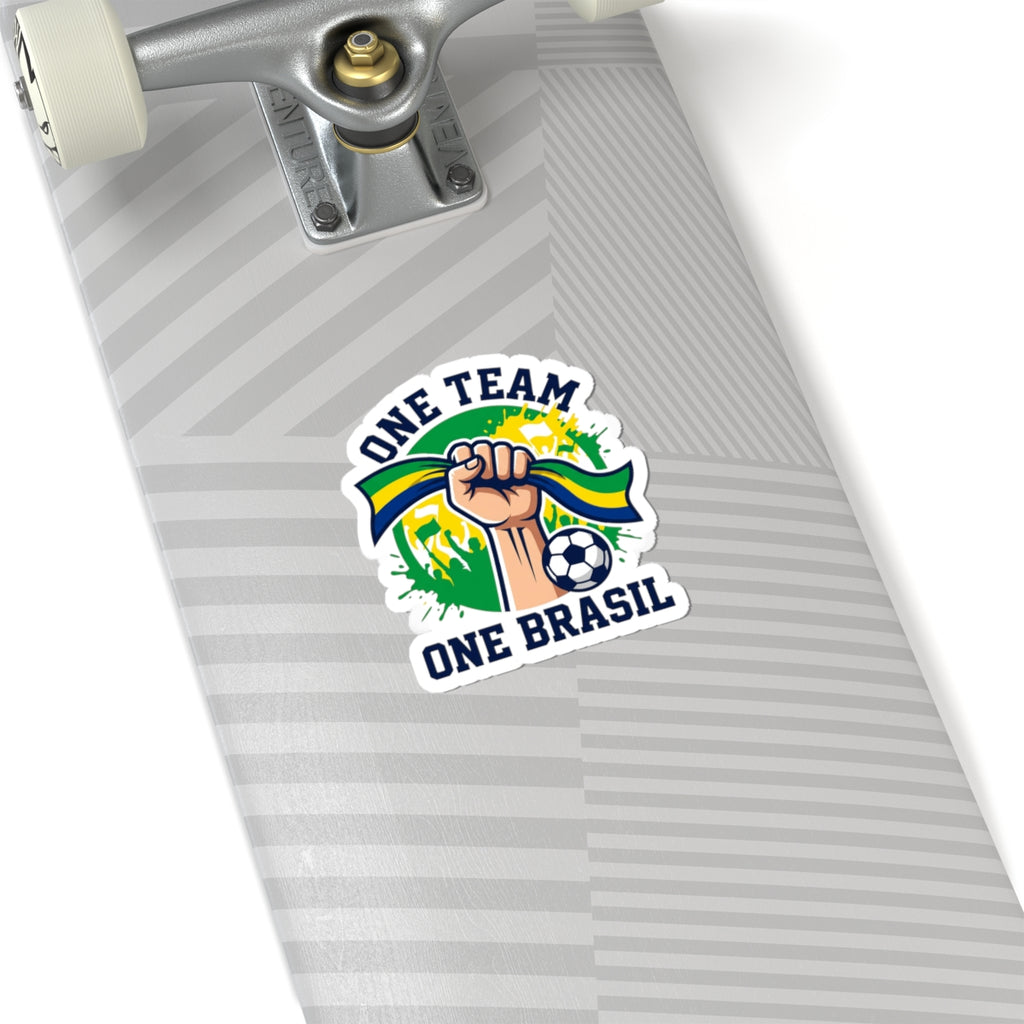 One Team One Brasil Sticker | country pride, retro soccer