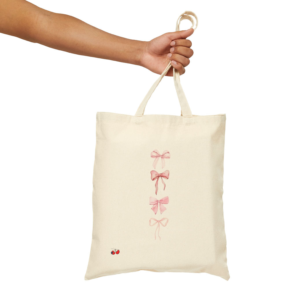 Pink Bow canvas tote Bag